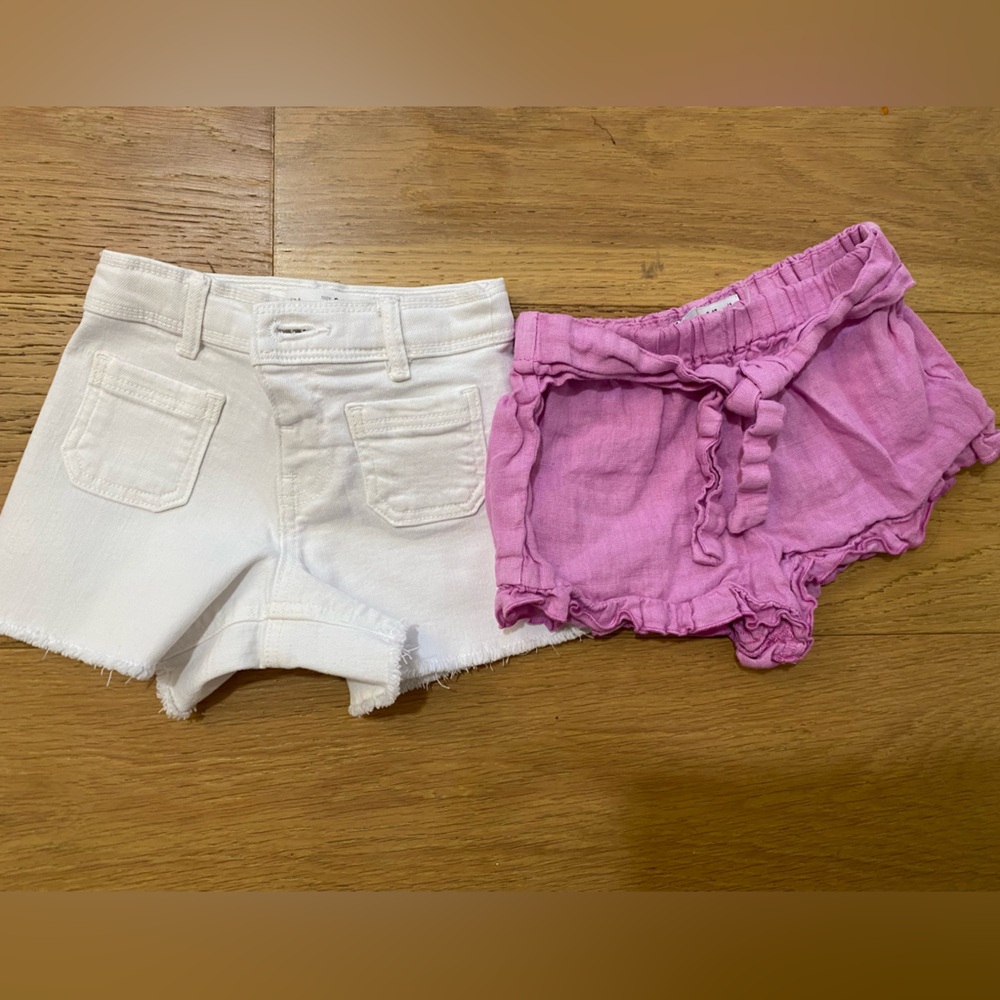 Zara White and Pink/Purple Shorts for baby girls 9-12m white (NWOT) pink (VGUC)